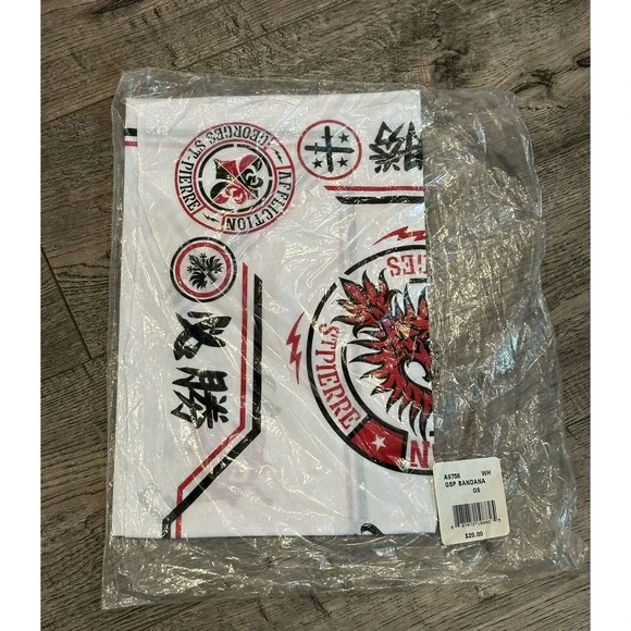 New Affliction Adult Unisex Jiu Jitsu MMA GSP Georges St-Pierre Bandana White‎ - Picture 2 of 3